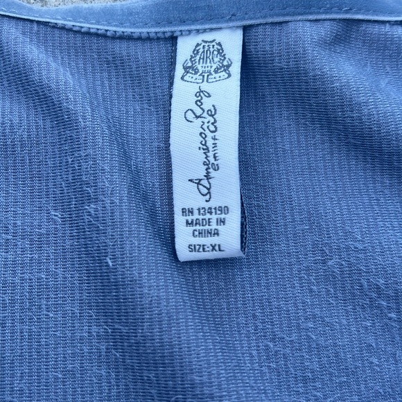 American Rag Knit Velvet Button Down ruched Sleeve Shirt XL - Picture 3 of 5